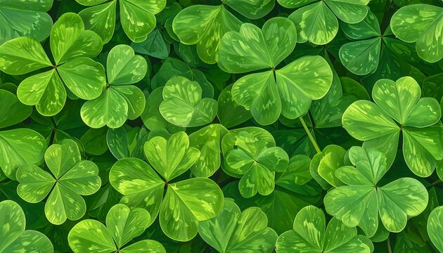 Vibrant clover leaves close-up
