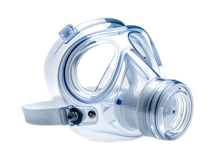 Transparent full-face respirator mask with adjustable head straps and a circular air filter