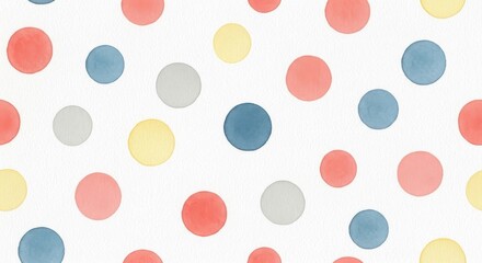 Cheerful abstract polka dot pattern subtle colorful circles gentle watercolor style background