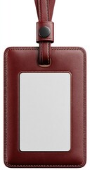Burgundy leather ID badge with lanyard