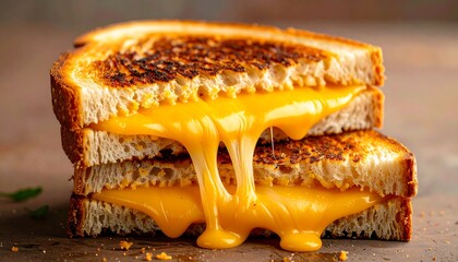 Melted cheese sandwich close-up