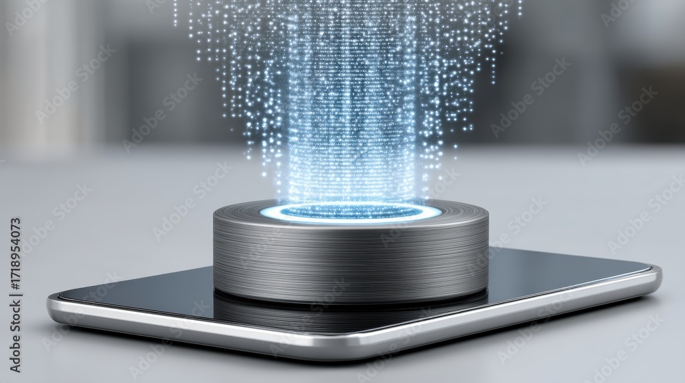 Aufkleber smartphone data cloud, visualizing wireless mobile technology and information transfer