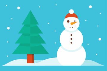 Obraz premium snowman with christmas tree