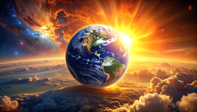Earth bathed in golden light