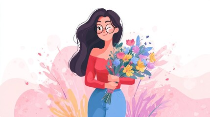 Obraz premium girl with flowers