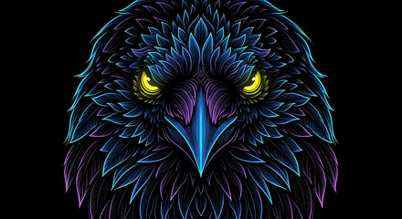 Neon Crow Face Luminous Glow with Dark Neon Mystery