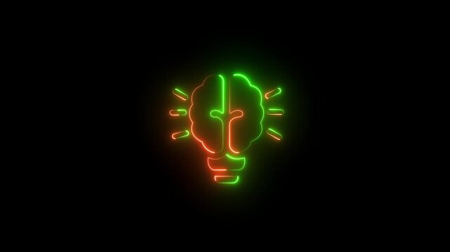Glowing neon resourceful icon isolated on black background. motion graphic Glowing neon Technique icon isolate.black background.4K video