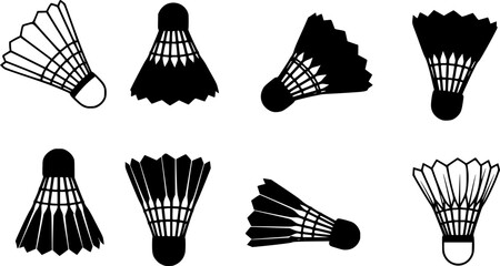 Badminton shuttlecock vector silhouette, Shuttlecock icon

