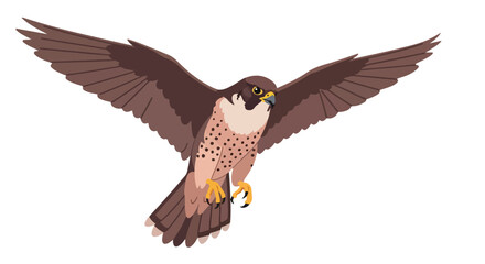 Naklejka premium Elegant falcon soars gracefully with open wings, a captivating image of wildlife and freedom in a minimalist style