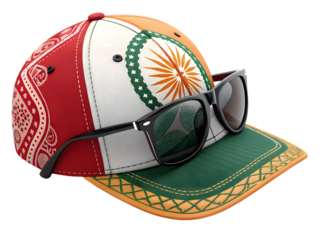 Stylish baseball cap and sunglasses, perfect for travel, leisure, and summer vibes,isolated on white background