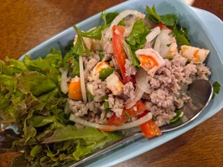 Yam Woon Sen, a traditional Thai glass noodle salad. 
