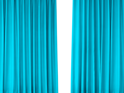 2 layers of blue curtains for decoration, background image PNG transparent.
