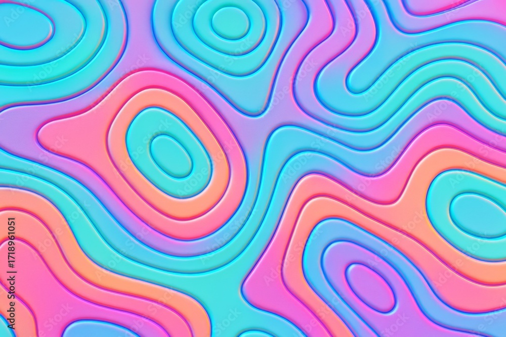 Poster abstract colorful fluid topographic background with smooth layered patterns and soft lighting effect
