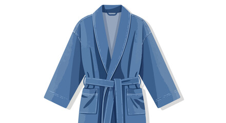 Relaxing indigo bathrobe illustration for comfort and laid back lounging apparel with pockets and tie perfect for casual downtime moments for daily