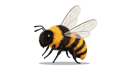 Obraz premium Stylized depiction of a bumblebee with black and yellow bands showcasing distinctive furry body and veined wings