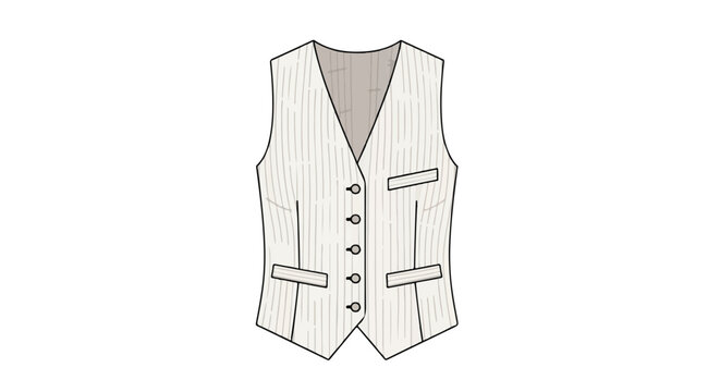 Elegant ivory pinstripe tailored waistcoat with a classic cut and detailed pocket elements illustrating sartorial finesse on a stark white background