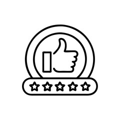 customer review icon in line style, quality rating vector illustration isolated on white background, feedback, five stars business concept, editable stroke,