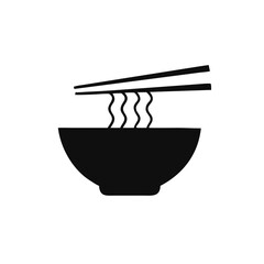 Ramen noodle soup bowl with and chopsticks icon in flat style,,ramen isolated on white background, vector icon for food business concept