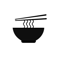 Ramen noodle soup bowl with and chopsticks icon in flat style,,ramen isolated on white background, vector icon for food business concept