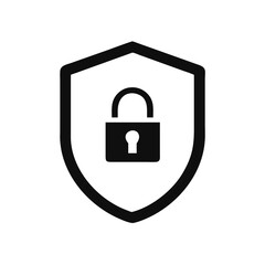 Security shield icon, Shield with padlock symbol, virus shield lock, vector illustration
