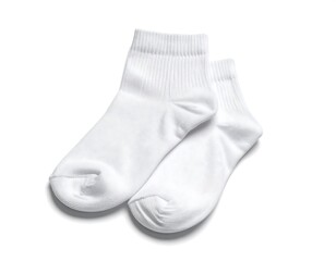 Classic white cotton ankle socks mockup, soft fabric, isolated on studio background.