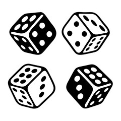 Two Dice icon. casino symbol isolated on White Background, gambling game business concept, Vector Illustration