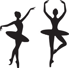 Ballerina silhouette vector, black and white silhouette vector illustration