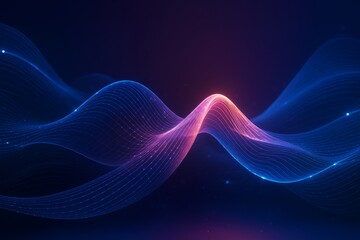 Fototapeta premium Abstract glowing wave lines with neon colors on dark background illustrating futuristic light energy and technology motion concept.