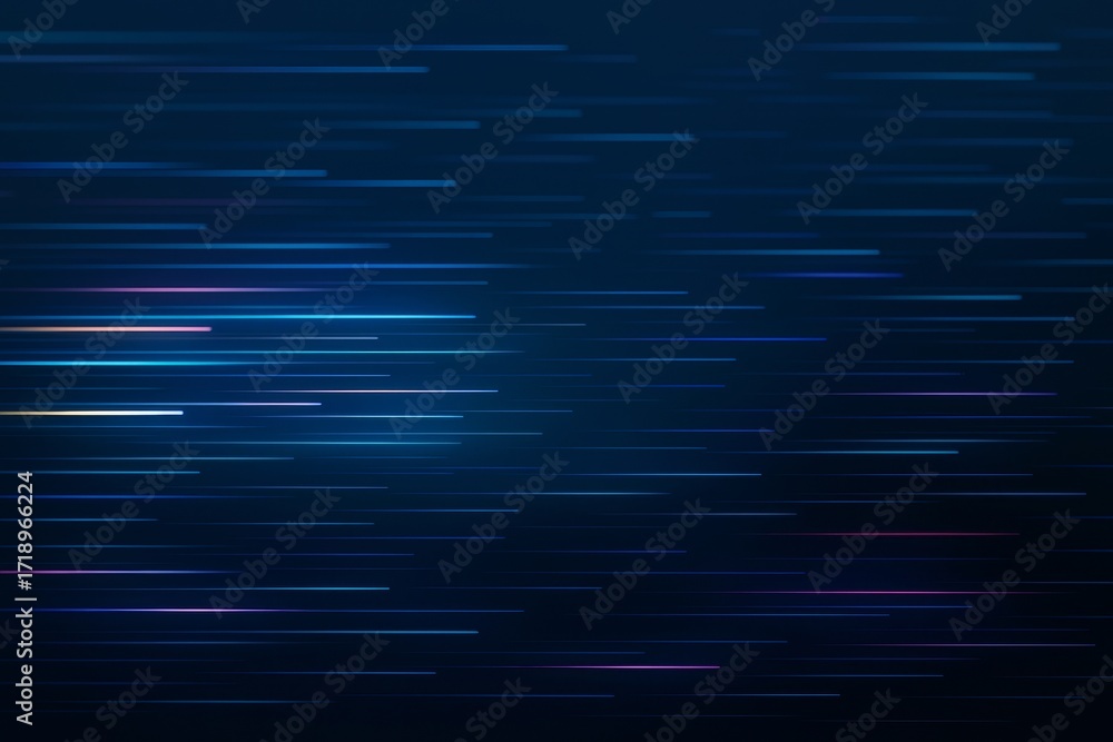 Poster abstract motion light lines background with glowing blue streaks on dark backdrop, futuristic speed 
