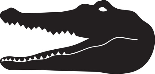 Alligator head silhouette vector, black and white silhouette vector illustration