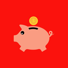 Piggy bank vector icon, isolated on white background.