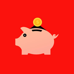 Piggy bank vector icon, isolated on white background.