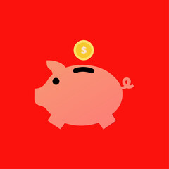 Piggy bank vector icon, isolated on white background.