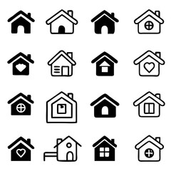 House Icon Set. home vector illustration symbol isolated on white background, building business concept