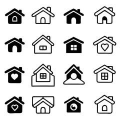 House Icon Set. home vector illustration symbol isolated on white background, building business concept