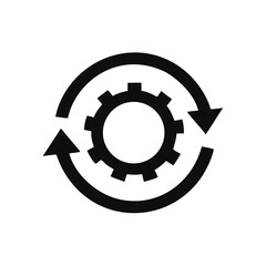 Workflow process icon in flat style. settings reload vector illustration isolated on white background. Gear cog wheel with arrows business concept.