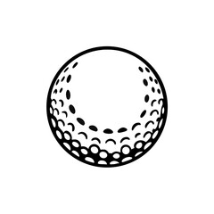 Golf ball vector icon. black and white