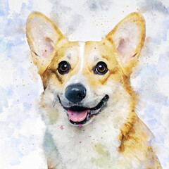 Watercolor Dog Illustration, Cute Hand Painted Pet Portrait, Artistic Animal Art Print