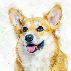 Watercolor Dog Illustration, Cute Hand Painted Pet Portrait, Artistic Animal Art Print