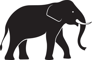 Fototapeta premium Black and white elephant silhouette vector illustration flat design