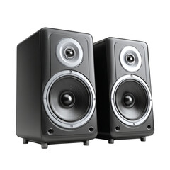 Fototapeta premium Premium stereo speakers deliver rich sound, enhancing modern home entertainment and music listening experiences with sleek, professional design and powerful audio