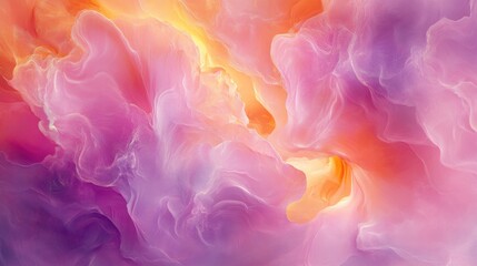 Obraz premium A soft, calming abstract design with gentle gradients in shades of pink, lavender, and peach, creating a relaxing and peaceful backdrop with glowing accents