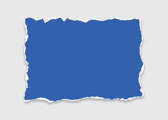 Blue torn paper rip pieces of sheet edge, Vector illustration, Ripped strips, Torn notebook page or scrap note with damaged border, Torn paper strip collection with grunge edges.
