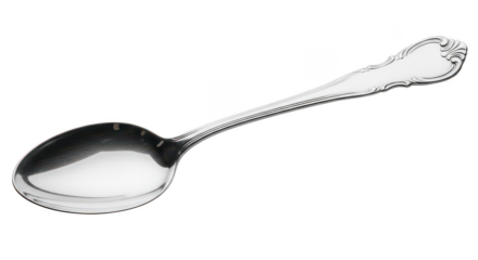 Elegant Silver Spoon On Black Background