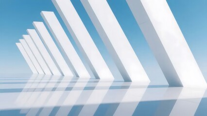 白の柱が並ぶミニマルな幾何学的抽象デザイン