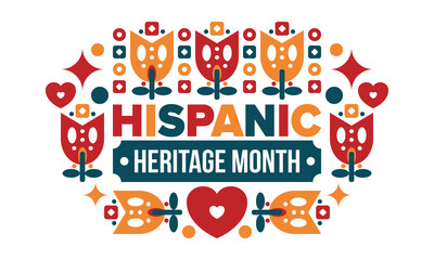 National Hispanic Heritage Month in September and October. Hispanic and Latino Americans culture. Celebrate annual in United States. Poster, card, banner and background. Vector illustration
