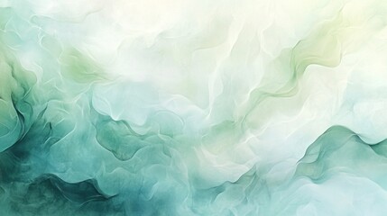 A soft, organic abstract background with flowing waves in shades of light green and blue, evoking a calming, natural atmosphere