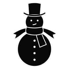 snowman with scarf silhouette vector icon design