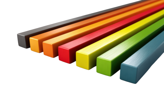 Colorful rectangular blocks arranged in a diagonal line
