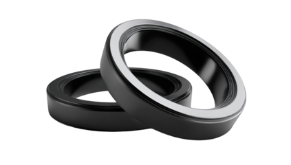 Two overlapping rings, dark gray with light gray inner rim